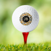 Monogram Retro Groovy Daisy Checkerboard Golfball
