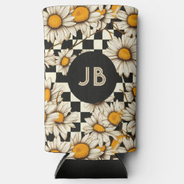 Monogram Retro Groovy Daisy Checkerboard Selters Dosenkühler