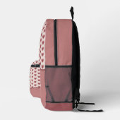 Monogram Retro Hearts Pink Burgundy Bedruckter Rucksack (Rechts)