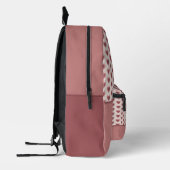 Monogram Retro Hearts Pink Burgundy Bedruckter Rucksack (Links)