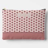 Monogram Retro Hearts Pink Burgundy Zubehörtasche (Vorderseite)