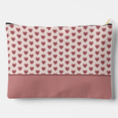 Monogram Retro Hearts Pink Burgundy Zubehörtasche (Rückseite)