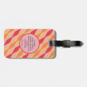 Monogram Retro Hippie 70er Pink Geometric Pastell Gepäckanhänger (Rückseite horizontal)