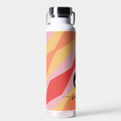 Monogram Retro Hippie 70er Pink Geometric Pastell Trinkflasche (Vorne)