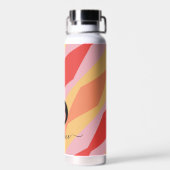 Monogram Retro Hippie 70er Pink Geometric Pastell Trinkflasche (Rückseite)