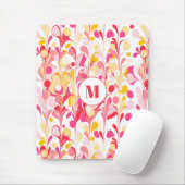 Monogram Retro Marble Abstract Pattern Pink Mousepad (Mit Mouse)