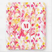 Monogram Retro Marble Abstract Pattern Pink Mousepad (Vorne)