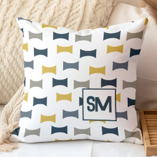 Monogram Retro Mitte des Jahrhunderts Geometrisch  Kissen