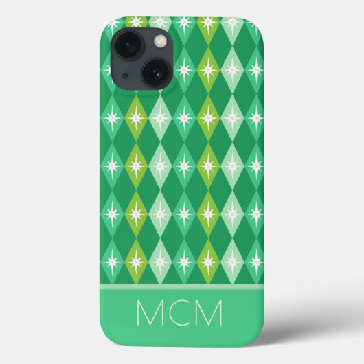 Monogram Retro Mitte des Jahrhunderts Weihnachten  Case-Mate iPhone Hülle (Rückseite)