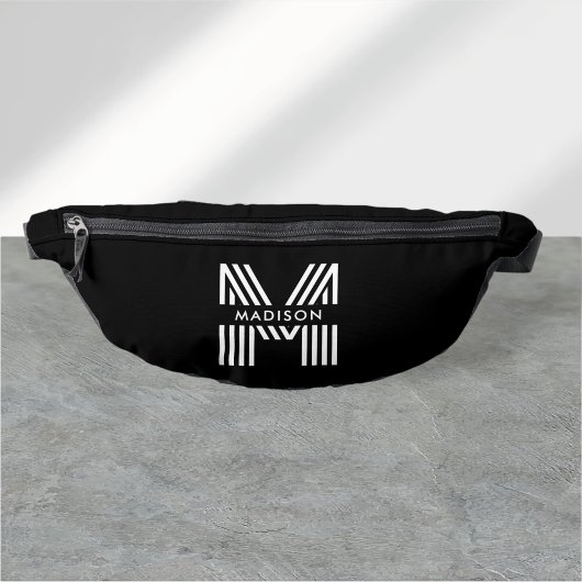 Monogram Retro Modern Black Bauchtasche