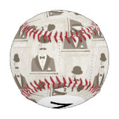 Monogram Retro Muster für Männer Baseball (Rückseite)