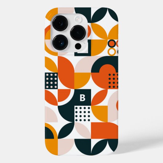 Monogram Retro Orange Black Geometric Case-Mate iPhone Hülle (Rückseite)