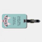 Monogram Retro Pink Katzen-Gepäckanhänger Gepäckanhänger (Rückseite horizontal)
