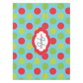 Monogram Retro Polka Dots Christmas Tablecloth Tischdecke (Vorderseite)