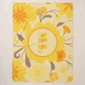 Monogram Retro Sunshine Florals Yellow Flowers Sherpadecke (Vorderseite)