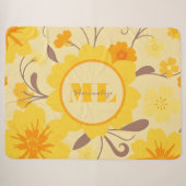 Monogram Retro Sunshine Florals Yellow Flowers Sherpadecke (Vorderseite (Horizontal))