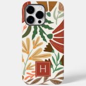 Monogram Retro Terracotta Floral Boho Case-Mate iPhone Hülle (Rückseite)