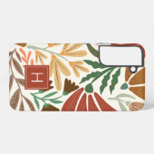 Monogram Retro Terracotta Floral Boho Samsung Galaxy Hülle (Rückseite (Horizontal))