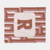 Monogram Retro Terrakotta geometrisches Muster Fleecedecke (Vorderseite (Horizontal))