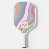 Monogram Retro-Wellen Bunt  Pickleball Schläger (Rückseite)