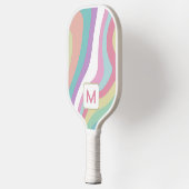 Monogram Retro-Wellen Bunt  Pickleball Schläger (Links)