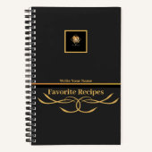 Monogram Rezepte für das Personalisierte Black Gol Notizblock (Vorderseite)