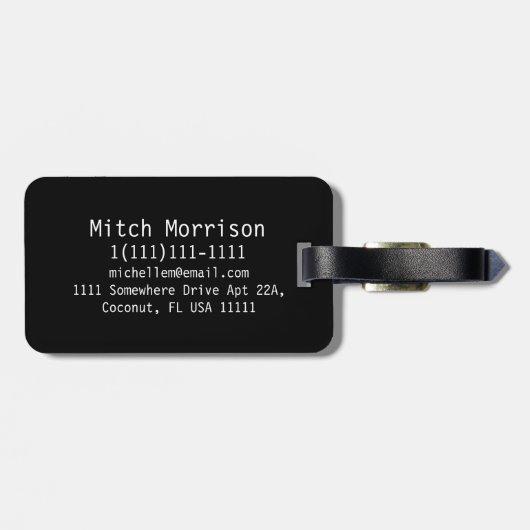 Monogram RF Black Diamond Circle Gepäckanhänger (Rückseite horizontal)