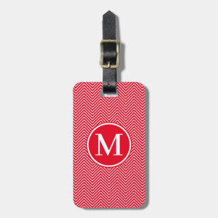 Monogram RF Red Classic Serif Thin Zickzack Gepäckanhänger