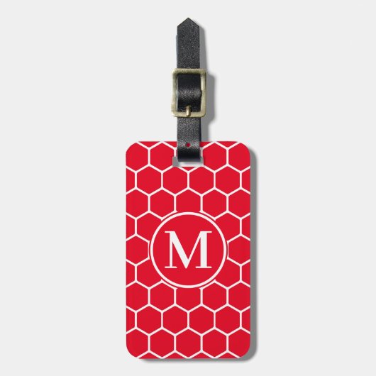 Monogram RF Red Honeycomb Gepäckmarke Gepäckanhänger (Vorderseite vertikal)
