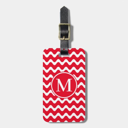 Monogram RF Rote Waves Gepäckanhänger (Vorderseite vertikal)