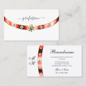 Monogram-Rhinestones an der weißen und der Rose Visitenkarte (Vorne/Hinten)