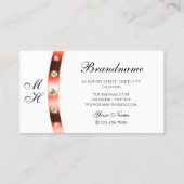 Monogram-Rhinestones an der weißen und der Rose Visitenkarte (Rückseite)