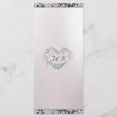 Monogram, Ribbon & Glitzer - Blue Wedding Menükarte (Rückseite)