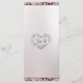 Monogram, Ribbon & Glitzer - Red Wedding Menükarte (Rückseite)