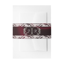 Monogram, Ribbon & Lace - Burgund