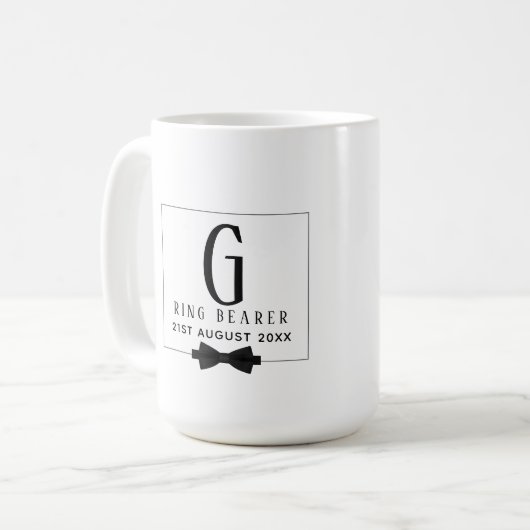 Monogram Ring Bearer Schwarz-weiß Bow Krawatte Tra Kaffeetasse (Vorderseite Links)