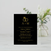 Monogram Rings Simple Wedding Einladung (Stehend vorne)