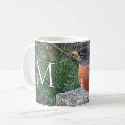 Monogram Robin Foto Kaffeetasse (Vorderseite Links)