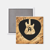 Monogram Rock and Roll Guitar Sound Wave Vintag Magnet (Vorderseite/Rückseite)
