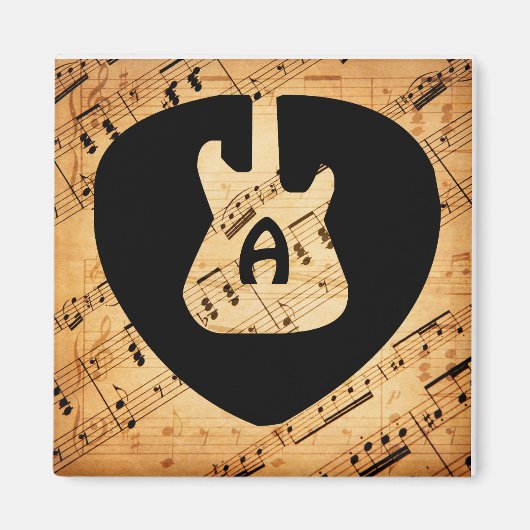 Monogram Rock and Roll Guitar Sound Wave Vintag Magnet (Vorne)