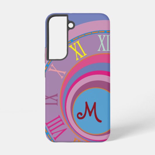 Monogram Roman Numerals Swircles Circles Colorful Samsung Galaxy Hülle (Rückseite)
