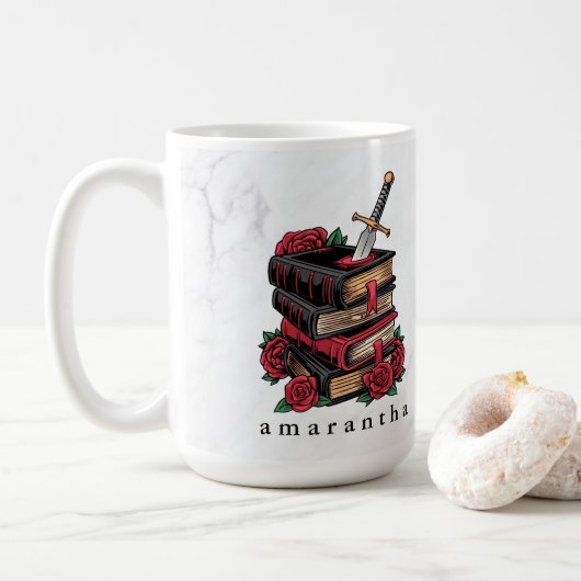 Monogram Romantasy Bookbook Lover Kaffeetasse (Mit Donut)