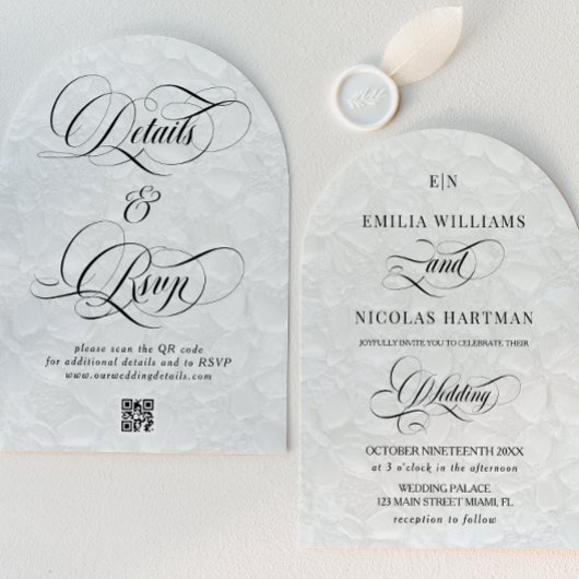 Monogram Romantic All in one Wedding Einladung