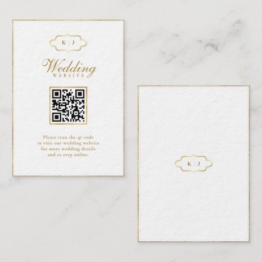 MONOGRAM ROMANTISCHE KALLIGRAPHIE QR CODE WEDD BEGLEITKARTE (Vorne/Hinten)