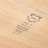 Monogram Romantische Rose Blumenherz Acryleinladungen (Ablage )