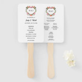 Monogram Romantische Rose Blumenherz Fächer (Vorne und Hinten)