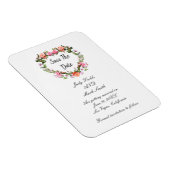 Monogram Romantische Rose Blumenherz Save the Date Magnet (Rechte Seite)