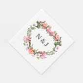 Monogram Romantische Rose Blumenherz Serviette (Ecke)