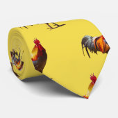 Monogram Rooster Chicken Fun Gelb Krawatte (Gerollt)