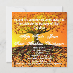 Monogram Roots of Liebe Square Wedding Einladung